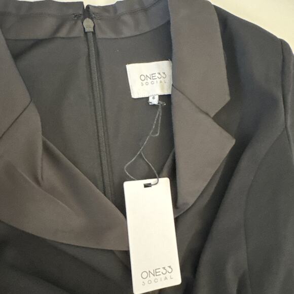 ONE33 Social Women's Black Cutout Twist-Front Blazer Mini Dress Size 6 - Picture 2 of 4